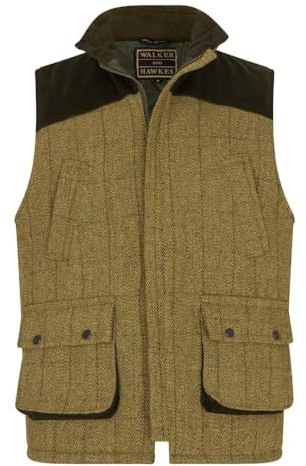 Walker and Hawkes - Derby Tweed Warrington skjutväst med axellapp, Ljus salvia, 3XL