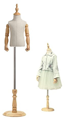 HAIPENG Kinder Schneiderpuppe Torso Büste, 105-168cm Höhenverstellbar Nähpuppe Mit Holzarmen, Bekleidungsgeschäft Schaufenster Ausstellungsständer, 2 Farben