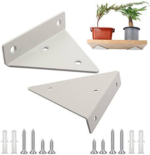 2 Stück Dreieckige Wandhalterung, Regalträger Dreieck-Form, Wand Regal Halterungen, Regalhalterungen, mit Montagezubehör, für Lagerregal, Bücherregal, Küchenständer (Weiß)