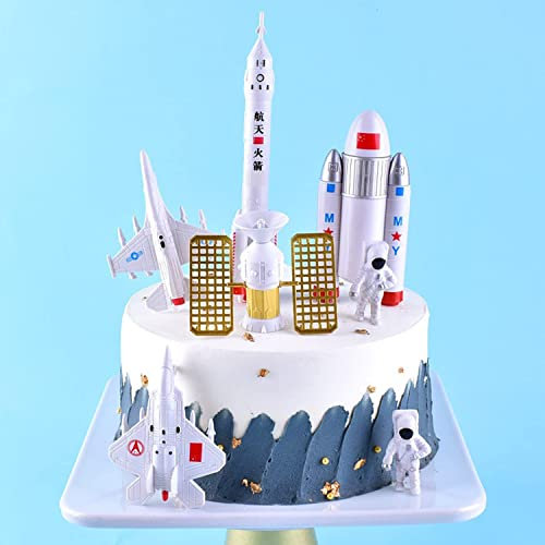 7 Stück Happy Birthday Girlande, Tortendeko Einschulung, Schulanfang Deko,Tortendeko Geburtstag, Deko Einschulung Junge, Geburtstag Deko 2 Jahre Junge, Rakete、Aero-Raketen、Space Shuttle