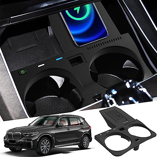 Singkin Kabelloses Ladegerät Auto Kompatibel mit BMW X5/X5M X6/X6M 2019 2020 Center Console-Zubehörfeld, 15W Qi Schnell-ladegerät Unterstützt Original Car ohne NFC Center Console-Zubehörfeld