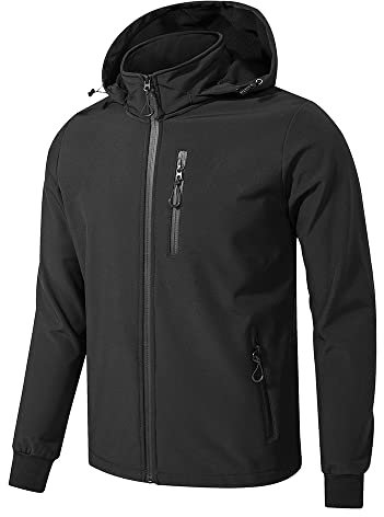 TONY BACKER Giacca Jacket Uomo Invernale Softshell Impermeabile Antivento con Cappuccio Giacca Calda Giubbotto Uomo Trekking Casual (3XL, NERO-60)