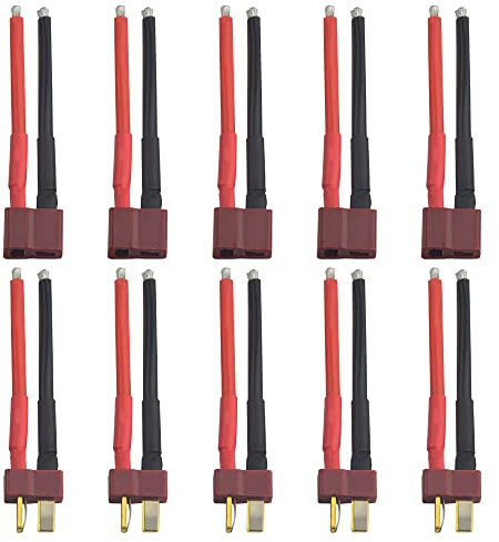 BGTXINGI 10Pcs(5Pairs) T Plug Connector Wire Male and Female T Deans Connectors Wires with 10cm 14AWG Silicone Wire for RC Airplane Boat Battery