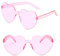 Ikosora Herz Brille, rosa Herz geformt randlose Sonnenbrille für Frauen, Kunststoff Party Herz Brille Neuheit Spaß Sonnenbrille Transparent Herz Zubehör für Valentine