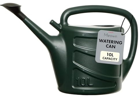 Meown Watering Can - Large With Detachable Sprinkler Rose Head & Plant For Garden Plants, Flowers, Hanging Plants Plastic (10 Litre), Green