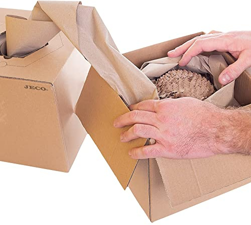 Jeco - Lot de 3 rouleaux de papier kraft froissé 30cm x 450m bourrage calage remplissage écologique protection colis en distributeur 100% recyclé et recyclable