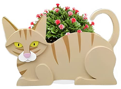 strolfay Cat Flower Planter Gifts for Women,Cute PVC Cat Planters,Flower Pots Indoor Outdoor,Garden Planter for Birthday,Office,Pet Lovers 12.5 * 5.6 * 7.8in(Yellow Cat)