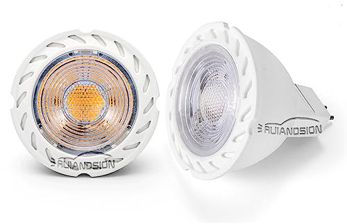 Ruiandsion MR16 GU5.3 LED-Lampen 7W 12V, 2835 6SMD-Chips, Warmweißes Licht, 50W-75W Halogen-Äquivalent, MR16-Lampe für Außen-, Landschafts-, Flut-, Strahler- und Einbauleuchten - Packung mit 2 Stück