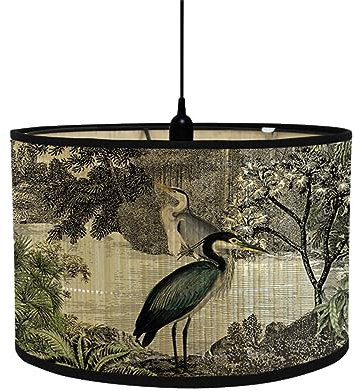 FANSU Lampenschirm fuir Tischlampe,Klassisch Lampenschirm Hängelampe Lampenabdeckung für Stehlampe Tischlampe Deckenleuchte Wohnzimmer Moderner Deko (30 * 20cm,Reiher)