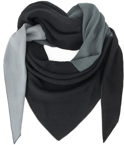 Gloop Damen Schal XXL Strick Dreieck Schal Halstuch Baumwolle Dreieckstuch Musselin Schal ohne Kratze an Haut Made in Italy