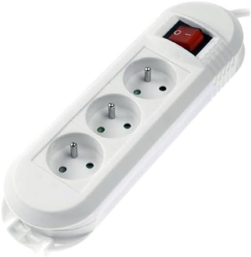 Hama Multiprise avec Interrupteur (Bloc 3 Prises 16A, Rallonge 3m, Prise Multiple idéale économie d'énergie, Prises 45°, Boucle de Suspension Mural, 3680W, Cable H05VV-F3G1.5) Blanc
