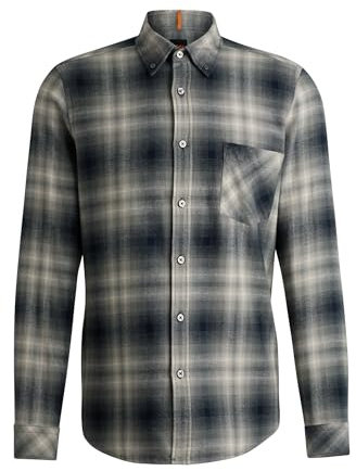 BOSS Mens Rickert M Checked Regular-fit Shirt in Cotton Flannel