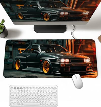 Grand tapis de souris Gaming Modified Classic Car JDM Garage JDM Tapis de bureau pour clavier et tapis de souris Tapis de bureau en caoutchouc antidérapant 30 x 60 cm