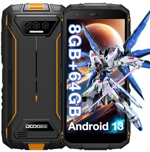DOOGEE S41T Telephone Portable Incassable,5.5” IPS HD Smartphone Incassable Android 13,8Go+64Go(1TO) Smartphone Pas Cher,6300mAh Batterie,13MP Camera,Smartphone 4G Dual SIM/NFC/Face Unlock/OTG/GPS