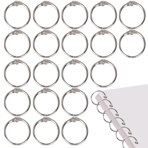 Dalababa 20 Pcs 30 mm Loose Leaf Binder Rings, Metal Book Ring Organizers Loops for Index Cards, Flash Cards, Keychains, Receipts, Memos