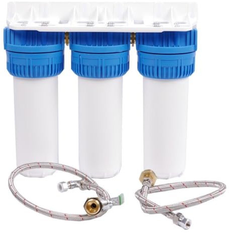 WatPass Profi® TRIPLE Wasserfiltergehäuse & Anschlussset | dreistufiges, professionelles Filtersystem aus Polypropylen mit hoher Druckstabilität