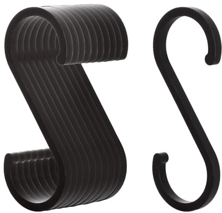 ASelected 20 PCS S-Shaped Hooks Black Aluminum Hooks for Hanging Pots and Pans Coffee Cups Clothes Plants