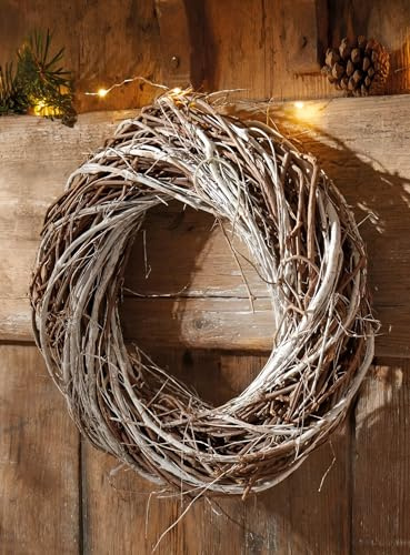 Dekoleidenschaft Dekokranz Rustikal Ø 30 cm, Magnolien & Ulmen-Zweigen, Wandkranz, Türkranz, Tischkranz