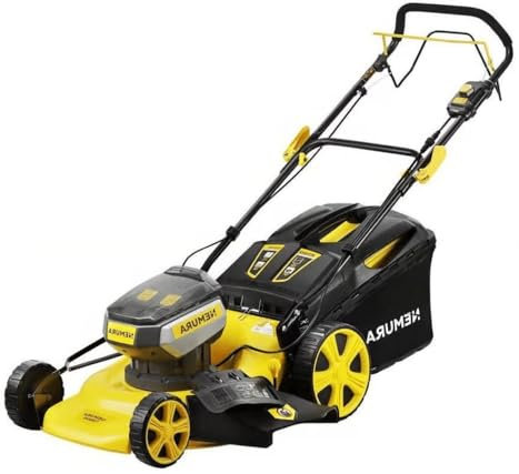 Nemura Tosaerba autotrafitto a batteria 80 V (2 x 40 V) - Taglio 42 cm - Fino a 500 m2 - Funzione Mulching - Fornito con 4 Batterie 2Ah e 2 caricabatterie - Marca Francese