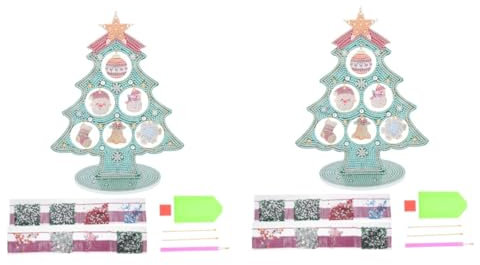 PRETYZOOM 2 Sätze Ornamente Edelstein-Kunst-Malsets DIY 5D-Rundbohrer-Bastelarbeiten Feiertags-Diamant-Kunstdekor acrylbilder dekoration schlafzimmer Kinder versorgen Diamantkunst Segeltuch