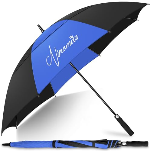 NINEMAX Golf Regenschirm Groß Sturmfest XL/XXL,Großer Regenschirm Sturmfest | Stabil Golfschirm Gross für Herren Damen 2 Personen,für Golfplatz Sportveranstaltungen,8 Glasfaserstreben