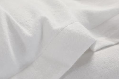 Kampala Hill Flannelette Plain Dye Brushed Cotton Sheet Set: Single Flat + Fitted Sheet + Pillowcase White