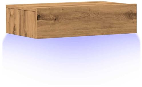 vidaXL TV-Schrank mit LED-Leuchten Artisan-Eiche 60x35x15,5 cm, TV-Ständer, TV-Sideboard, HiFi Schrank, TV-Bank, Sideboard, Fernsehschrank
