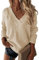 Jersey Punto Mujer Suéter Mujer Cuello Pico Jersey Mujer Otoño Jerseys Finos Mujer Suéter De Manga Larga Con Cuello En V De Color Liso Para Mujer SuéTer Fino Mujer Manga Larga