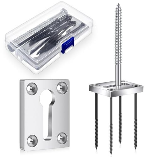 Shimeyao 2 Sets Newel Post Fastener Newel Post Mounting Kit Wood Handrail Installation Hardware Works on Finished Floors, Stairs, Ceramic Tile and Concrete, Rectangular