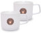 DUSVALLY 13oz Ceramic Coffee Mug with Lid - Stylish Vertical Striped Design, Copper Accents, 2-Pack White Mugs for Home, Office or Gift (380ml)