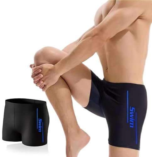 Bañador para Hombre Transpirable, de Secado Rápido con Cordón Ajustable para Natación Surf Playa Buceo y Deportes Acuáticos (40-80 Kg) Color Negro