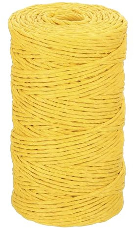 sourcing map Yellow Raffia Ribbon, 98 Yard Natural Raffia Paper String 2mm Wide Twisted Raffia Yarn Twine for Gift Wrapping Crocheting Knitting DIY Crafts for Crafting
