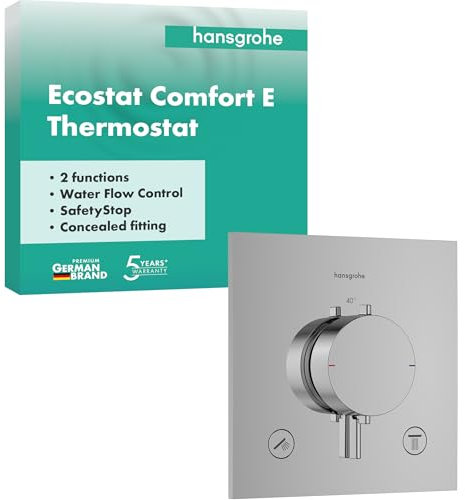 hansgrohe Ecostat Comfort E - Duschthermostat Unterputz, Duscharmatur mit Sicherheitssperre (SafetyStop) bei 40° C, Thermostat für die Dusche, Mischbatterie für 2 Verbraucher, Chrom, 33711000
