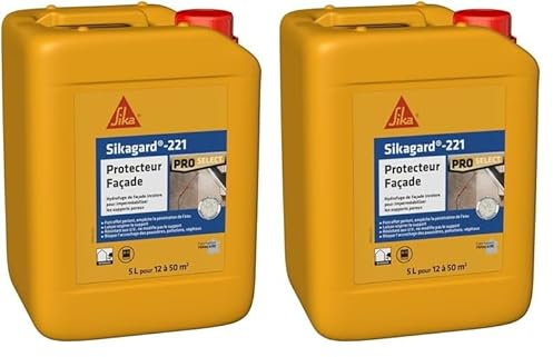 SIKA - Hydrofuge imperméabilisant façade et mur - Sikagard 221 Protecteur Façade - Améliore la résistance aux salissures - Multisupports - Application facile - Prêt à l'emploi - Pour 12 à 50m2 - 5L