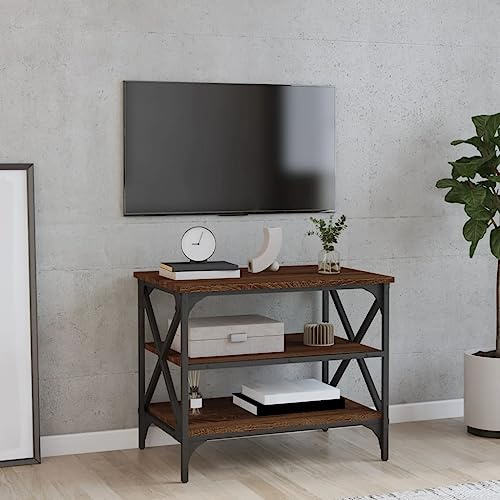 WKIEQACO TV-Schrank, braune Eiche, 60 x 40 x 50 cm, Holztische, Akzenttische, Beistelltische