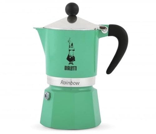 Bialetti Moka Rainbow Coffee Maker, 1 Cup, Aluminium, Mint Green, 60 ml