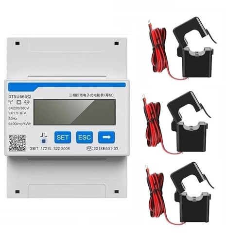DDSU666 DTSU666 80A Single Three Phase MODBUS RS485 Bi-directional Smart Energy Power KWH Electric Solar Meter Wattmeter(DTSU666-CT 250-5A)