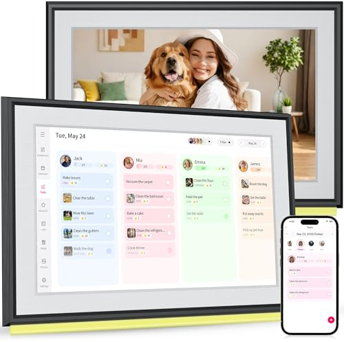 BIGASUO10.1 Digital Calendar, Family Organiser&Chore hart,Photo Frame | Task & Reward Meal Plan, Great for Family Schedules, Photo Display，LED Reminder Light