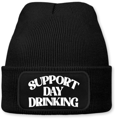 Prozente Momente Support Daydrinking – lustige Wintermütze | Beanie für Damen & Herren, warm, elastisch & Unisex, Strickmütze, perfekt für Après-Ski, Weihnachtsmarkt, Fasching, Karneval, Fasnet