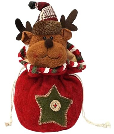 Borse per bambole a maglia natalizia, 9 x 26 cm, sacco di stoffa con coulisse, morbido materiale a maglia, riutilizzabile e decorativo, ideale per caramelle, confezioni di mele e feste bianche
