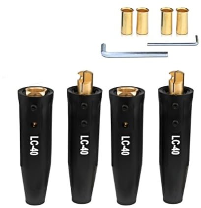 Wodsty LC-40 Welding Cable Connector, 350 Amp Brass Construction with Heat and Oil Resistant Housing, for 1/0 to 2/0 (50-70 mm²) Welding Cables