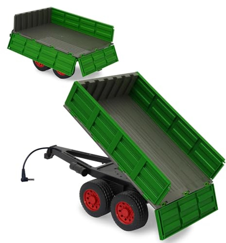 JAMARA 423284 Kipper dunkel-grün für RC-Traktor 1:16 - Landwirtschaft Zubehoer, Landwirtschaft, Anbaugerät, Geschenk für Kinder, RC Plug, Ladefläche hoch/runter mit RC