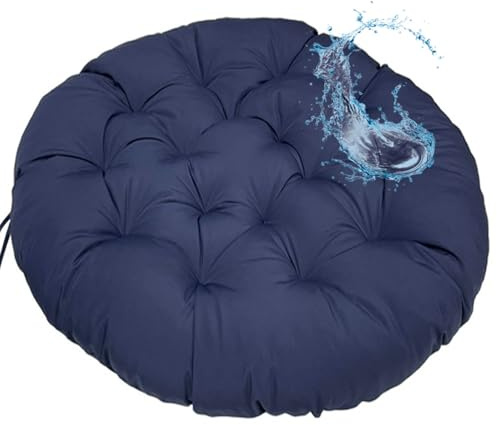 ZGantrix Rundes Papasansessel Kissen Wasserdicht Sitzkissen Hängesessel Outdoor/Indoor Bodenkissen Kissen für Schwenksessel, Korbsessel Outdoor Gartenmöbel Sitzauflage Auflage(Navy Blue,60x60cm)