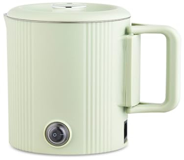 Maestro MR-009 Elektrischer Reisewasserkocher und Reisetopf 2-in-1, 0,8 l, 600 W, klappbarer Griff, doppelwandig, Edelstahl 304, Schalter für 110 V und 230 V (Minze)