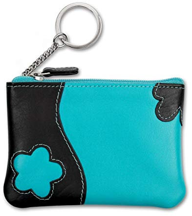 DrachenLeder Geldbörse Etui Brieftasche türkis schwarz Schlüsseltasche OPS903T Leder Schlüsseltasche