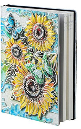 AiSi Retro A5 Notizbuch klassische europäische Vintage-Stil Tagebuch Journalbuch Notizheft Notebooks Reisetagebuch Buch 21.7 x 15 x 2cm A5 Sonnenblumen 3d Muster Bunt