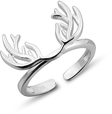 Helen de Lete Hirsch Horn 925 Sterling Silber offenen Ring