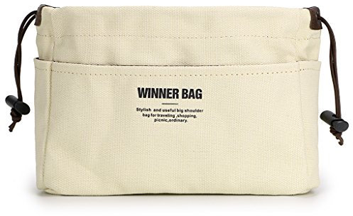 IGNPION 10 Pockets Tote Bag Organiser Small Canvas Handbag Purse Insert Organiser, Zipless Closure Pouch Handbag Liner - Stand on its Own