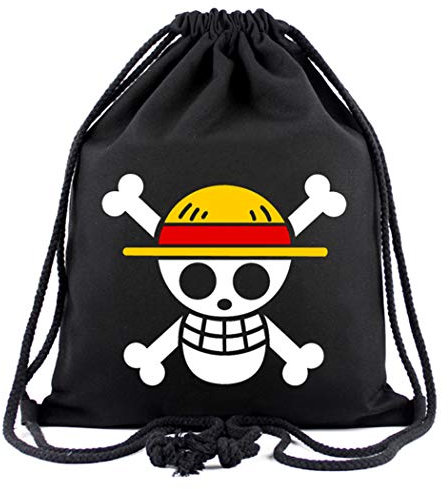 WANHONGYUE One Piece Monkey D. Luffy Anime Sporttasche Turnbeutel Training Tasche Gym Sack Drawstring Bag Schwarz-1