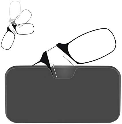 GHzzY Pince Nez Au Repos Pincant des Lunettes De Lecture pour Hommes et Femmes + Etui Universel - Peut être collé à l'arrière du téléphone,+2.00